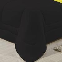 Edredom Dupla Face 100% Algodão Malha King Gran Moratta 01 Peça - Preto- Amarelo