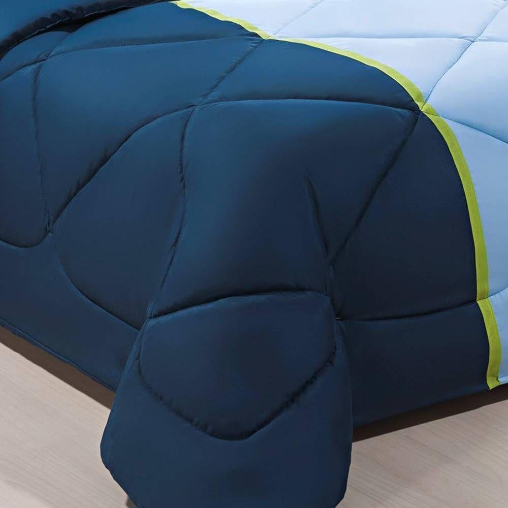 Enxoval Edredom + Jogo De Cama King Aconchego Premium 06 Peças - Azul- Marinho - 4