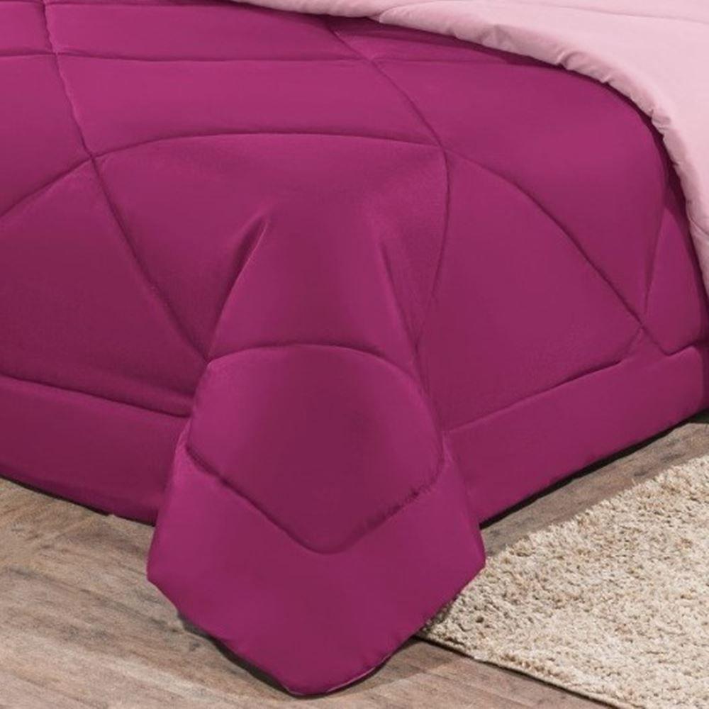 Kit Edredom + Jogo De Lençol Aconchego Look House Dupla Face Casal Queen 06 Peças - Pink E Rosa. - 5