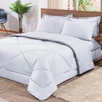 Kit Edredom + Jogo De Lençol Aconchego Look House Dupla Face Casal King 06 Peças - Branco. - 5