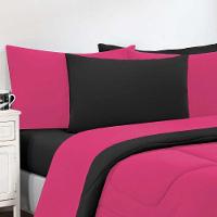 Kit Edredom Malha 100% Algodão Gran Moratta 3 Peças King - Pink -preto. - 3