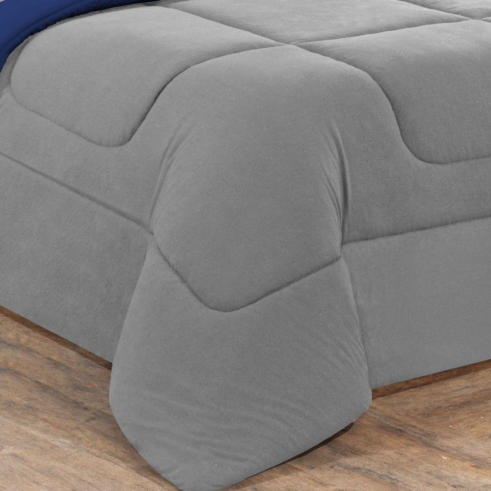 Kit Edredom + Jogo De Lençol Malha 100% Algodão Gran Moratta 6 Peças King - Cinza-azul Royal - 2