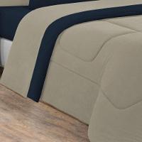 Kit Edredom + Jogo De Lençol Malha 100% Algodão Gran Moratta 5 Peças Solteiro - Avelã-azul Marinho - 2