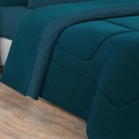 Kit Edredom + Jogo De Lençol Malha 100% Algodão Gran Moratta 7 Peças King - Azul Petróleo-azul Petróleo - 2