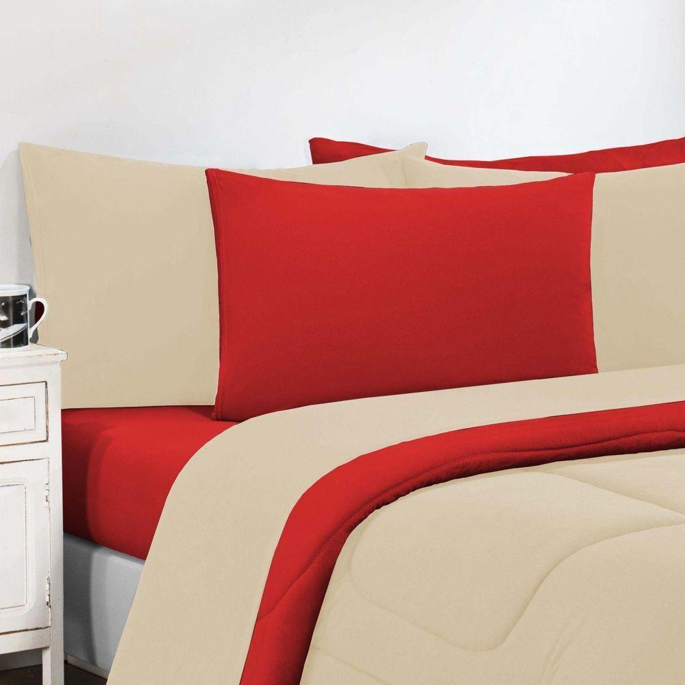 Kit Edredom Malha 100% Algodão Gran Moratta 2 Peças Solteiro - Palha -vermelho. - 2
