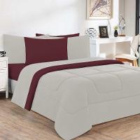 Kit Edredom Malha 100% Algodão Gran Moratta 2 Peças Solteiro - Palha -vinho. - 1