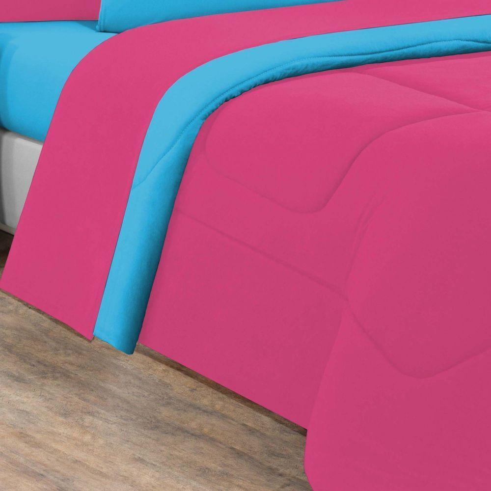 Kit Edredom + Jogo De Lençol Malha 100% Algodão Gran Moratta 7 Peças Queen - Pink -azul Turquesa - 3