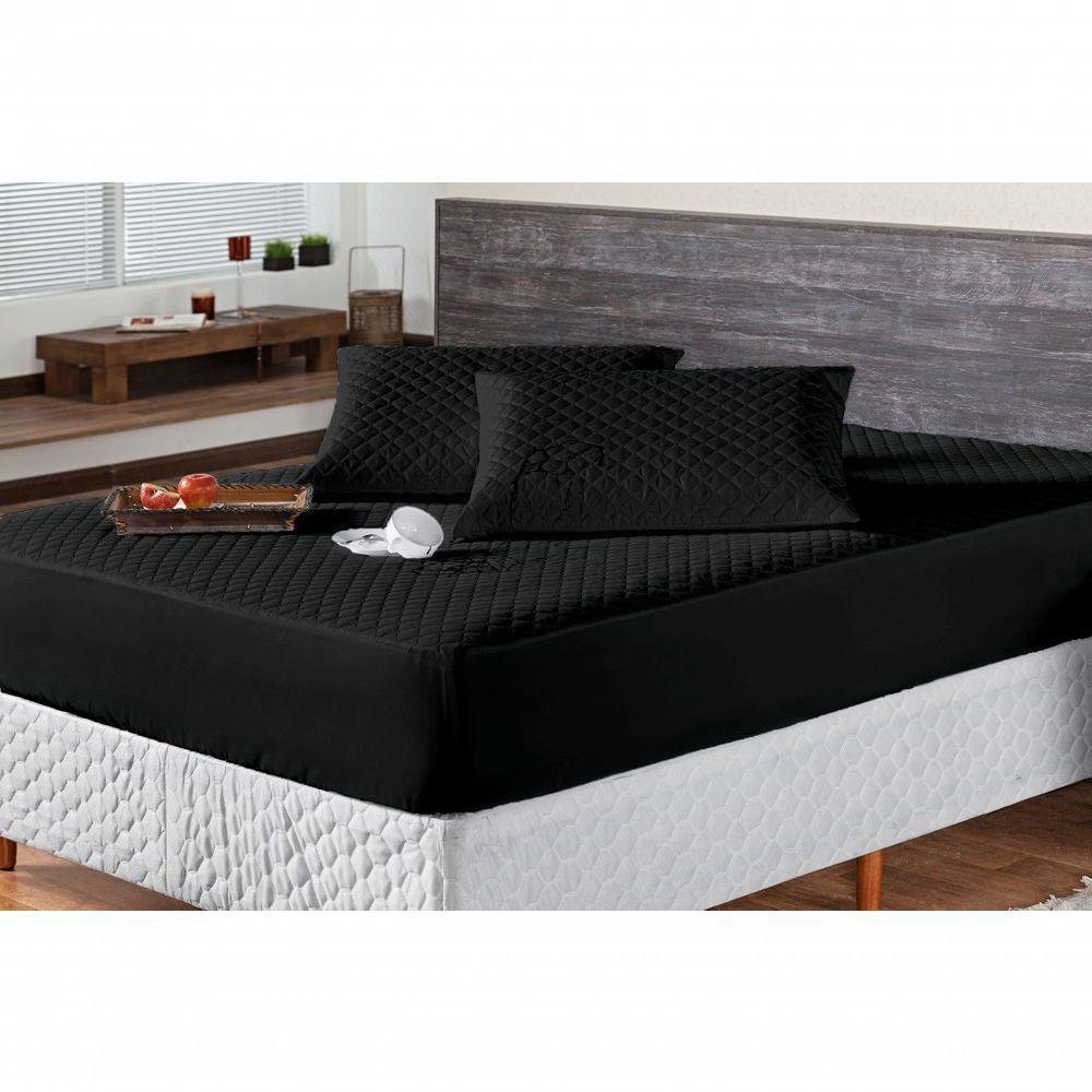 Protetor Colchao King Impermeavel Matelado Aquarela 01 Peça - Preto. - 3