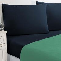 Jogo De Cama Malha Lençol 100% Algodão Gran Moratta 3 Peças Solteiro - Verde Jade/azul Marinho. - 1