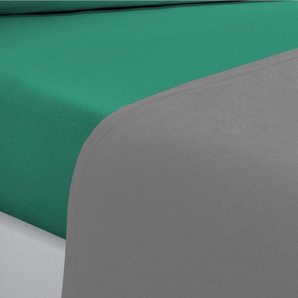 Jogo De Cama Malha Lençol 100% Algodão Gran Moratta 3 Peças Solteiro - Cinza/verde Jade. - 2