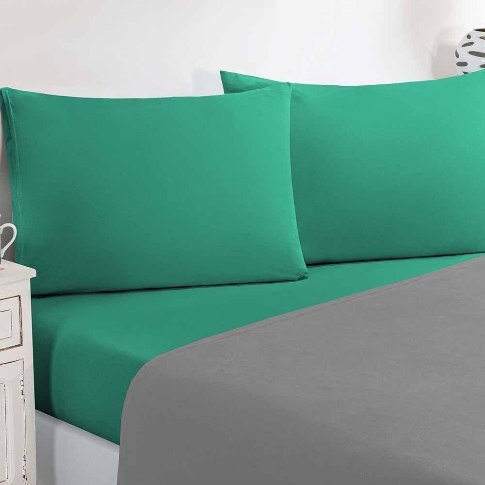 Jogo De Cama Malha Lençol 100% Algodão Gran Moratta 3 Peças Solteiro - Cinza/verde Jade. - 3