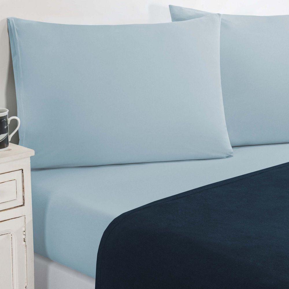 Jogo De Cama Malha Lençol 100% Algodão Gran Moratta 3 Peças Solteiro - Azul Marinho/azul Bebê - 1