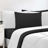 Kit Edredom Malha 100% Algodão Gran Moratta 3 Peças Queen - Branco-preto - 3