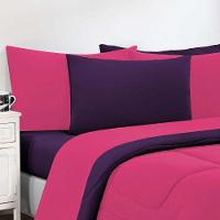 Kit Edredom Malha 100% Algodão Gran Moratta 3 Peças King - Pink -roxo. - 3