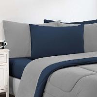 Kit Edredom Malha 100% Algodão Gran Moratta 2 Peças Solteiro - Cinza-azul Marinho. - 3