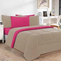 Kit Edredom Malha 100% Algodão Gran Moratta 2 Peças Solteiro - Avelã-pink. - 1