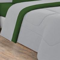 Kit Edredom + Jogo De Lençol Malha 100% Algodão Gran Moratta 5 Peças Solteiro - Cinza-verde Bandeira - 3