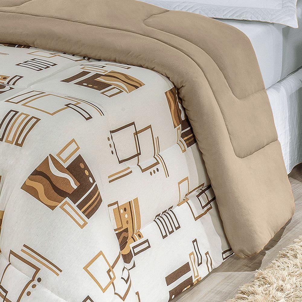 Edredom Dupla Face Super King Quality 01 Peça Avelã - 2