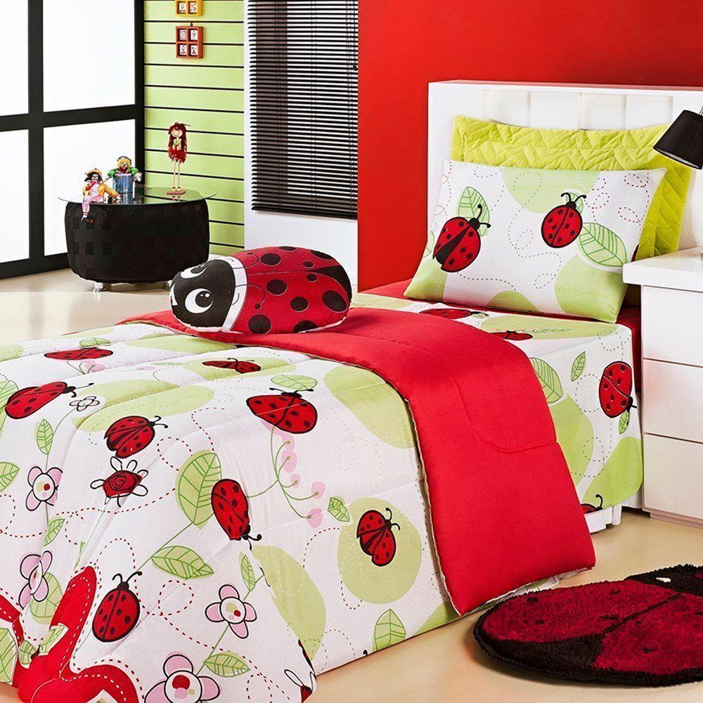 Edredom Estampado Infantil Kids Solteiro 01 Peça Joaninha - 2