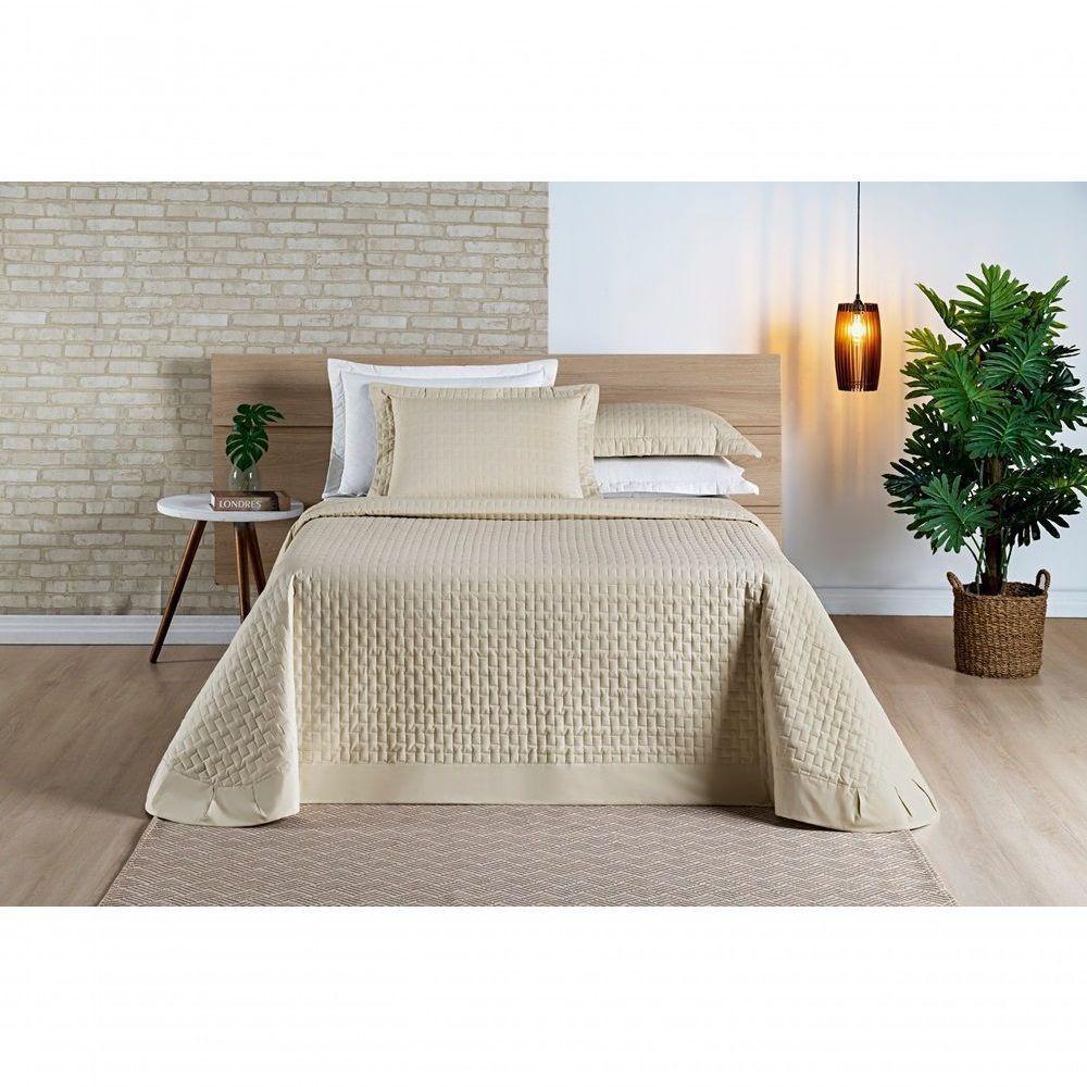 Cobre Leito Madri Percal 200 Fios 100% Algodão King 03 Peças - Caqui - 1