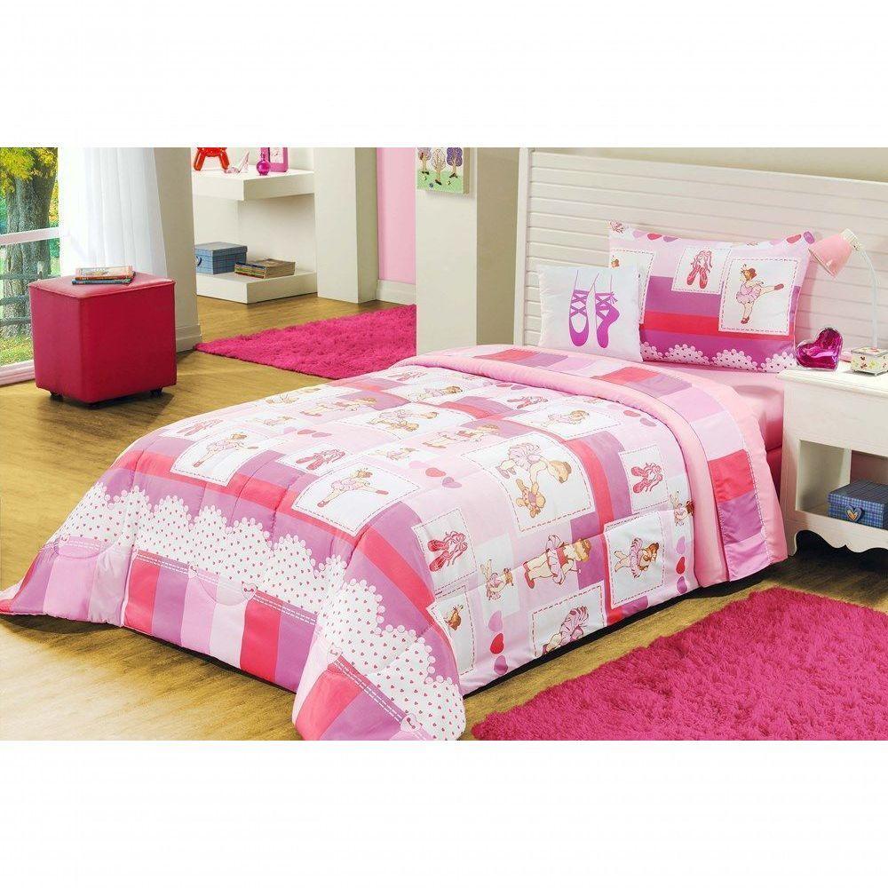 Edredom Estampado Infantil Kids Solteiro 01 Peça Balet - 1