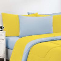 Kit Edredom Jogo De Lençol Malha 100% Algodão Gran Moratta 7 Peças Queen Amarelo-azul Bebê - 4