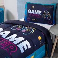 Kit Edredom Plush Fofinho Infantil Dupla Face Dream 2 Peças Solteiro Video Game. - 5