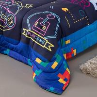 Kit Edredom Plush Fofinho Infantil Dupla Face Dream 2 Peças Solteiro Video Game. - 6