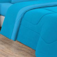 Kit Edredom Jogo De Lençol Malha 100% Algodão Gran Moratta 7 Peças Casal Azul Turquesa - 2