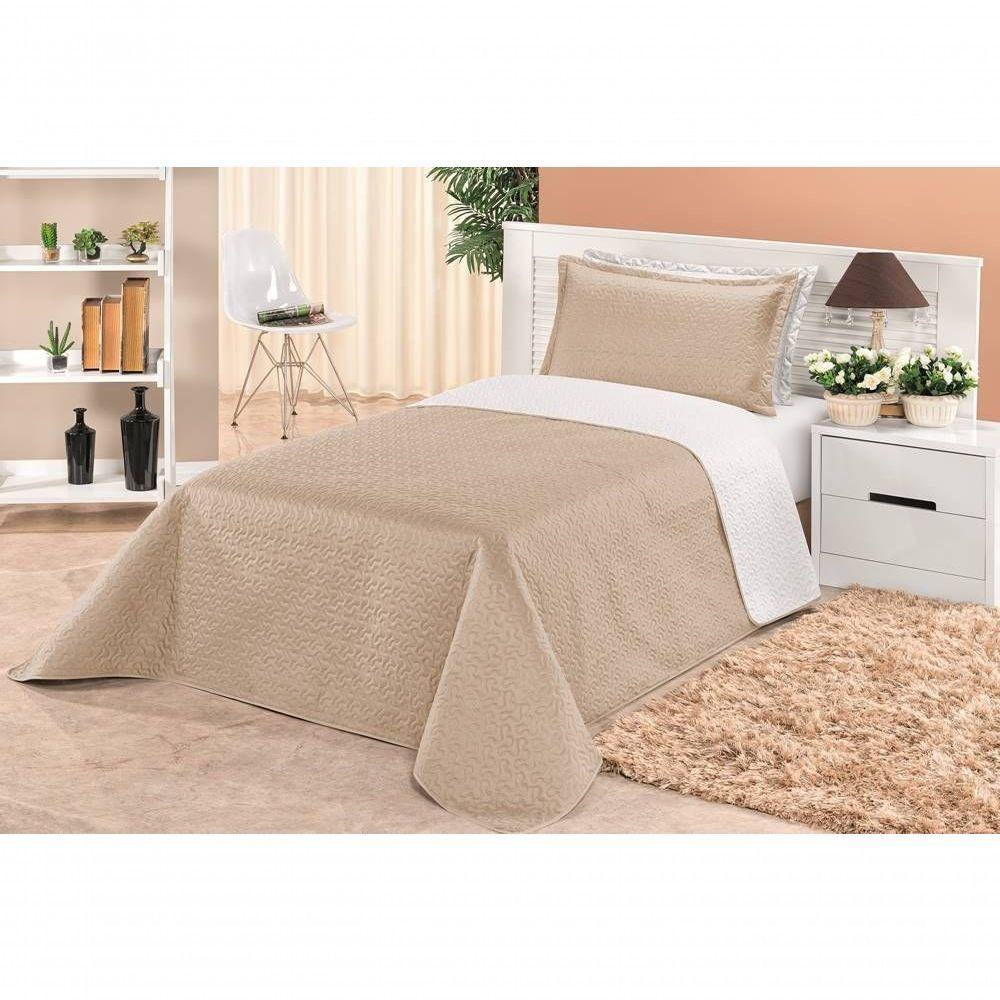 Cobre Leito Dupla Face Solteiro Clara 02 Peças - Branco-cáqui - 1