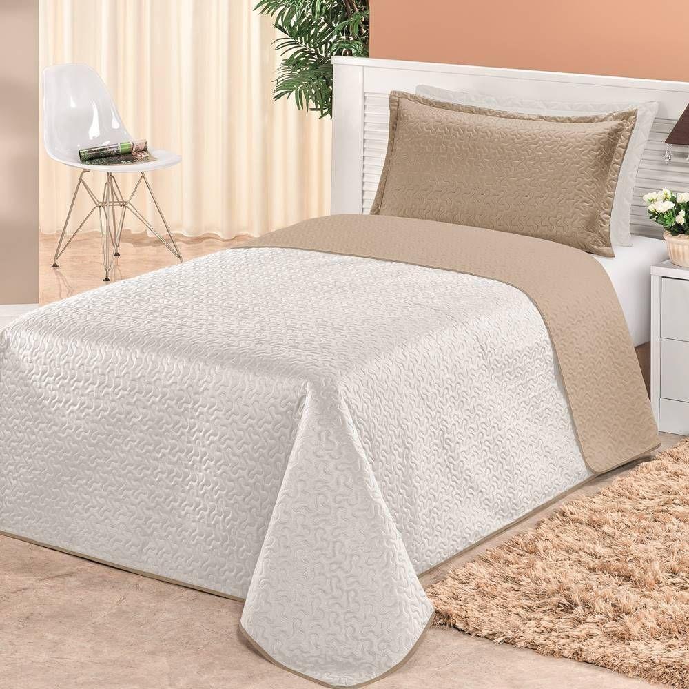 Cobre Leito Dupla Face Solteiro Clara 02 Peças - Branco-cáqui - 4