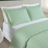 Cobre Leito 200 Fios Bordado ágata King 03 Peças - Verde - 2