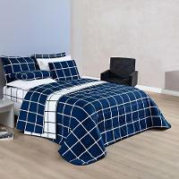 Cobre Leito 200 Fios Dupla Face King Austin 03 Peças - Marinho - 1