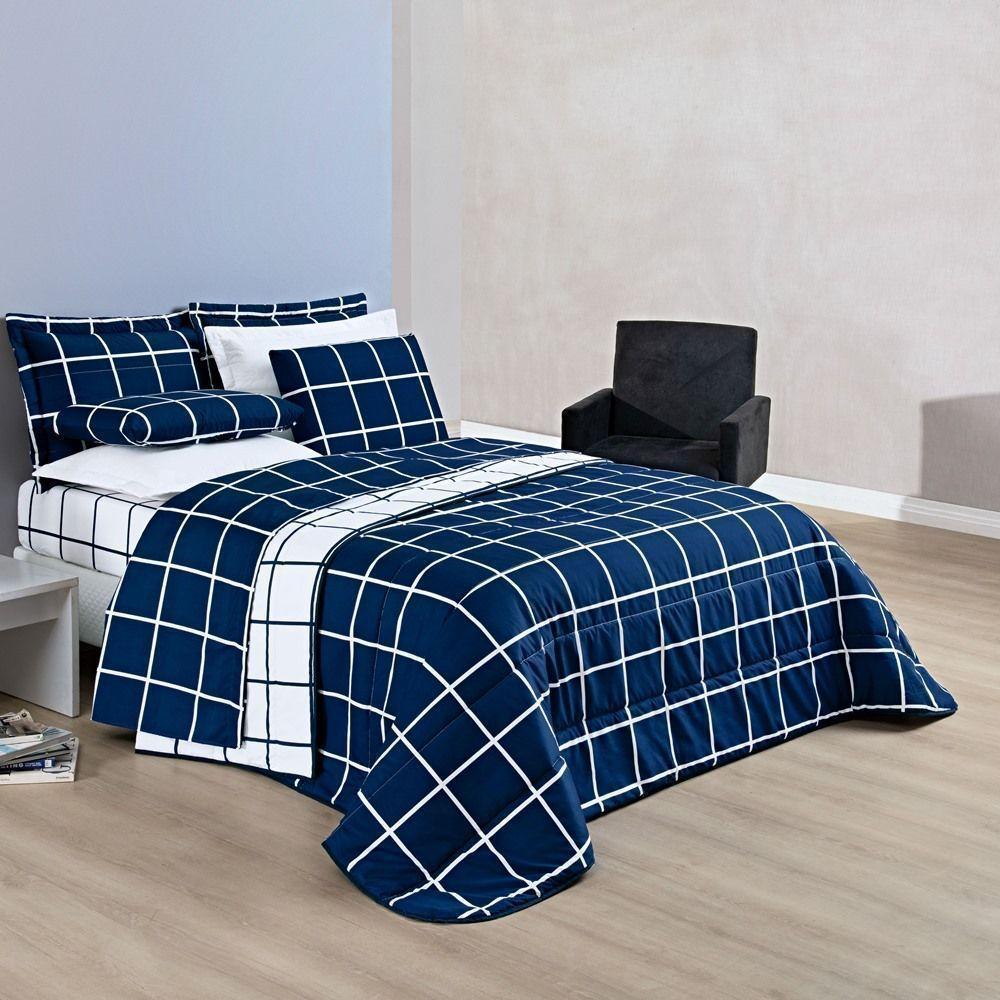 Cobre Leito 200 Fios Dupla Face Queen Austin 03 Peças - Marinho - 1