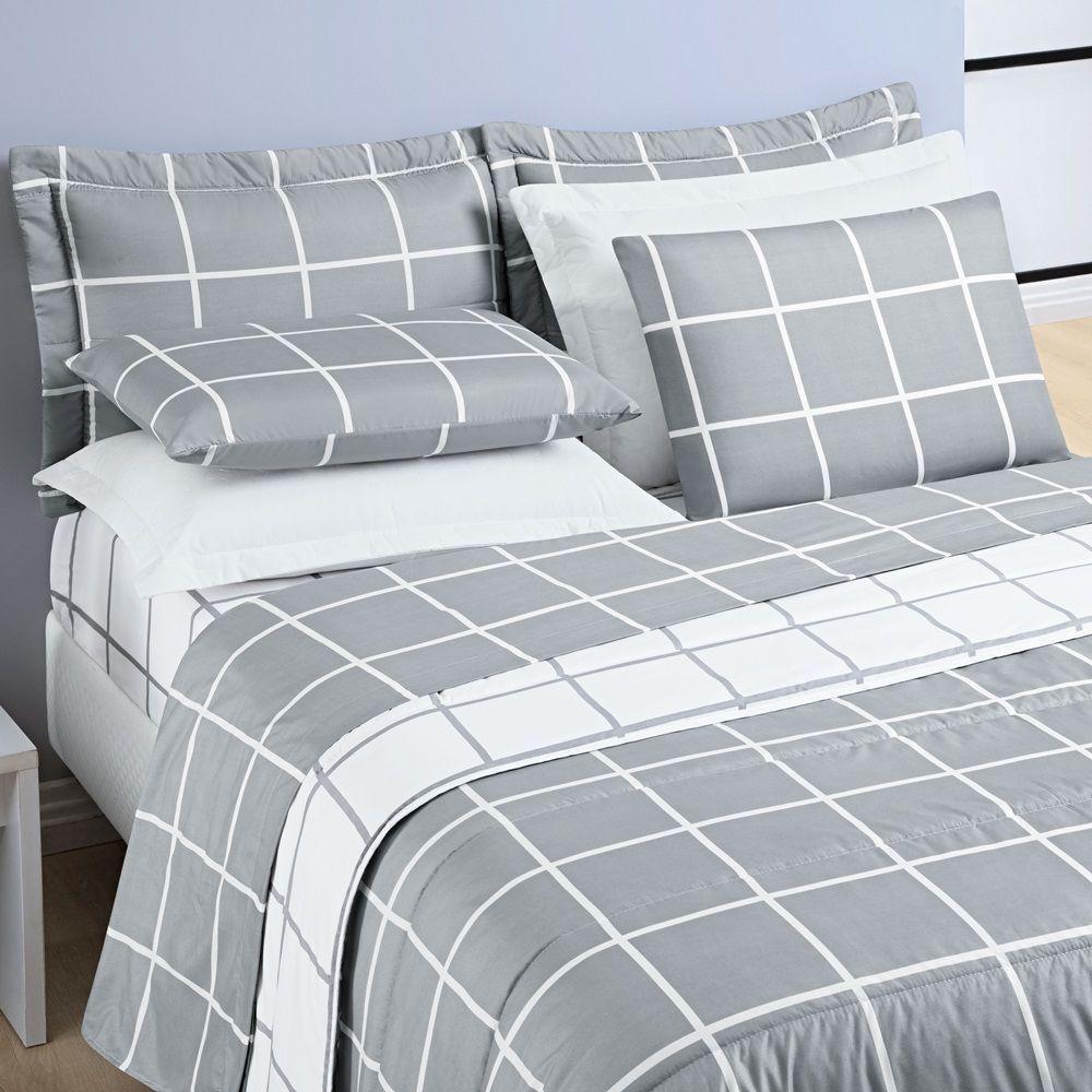 Cobre Leito 200 Fios Dupla Face Queen Austin 03 Peças - Cinza - 4
