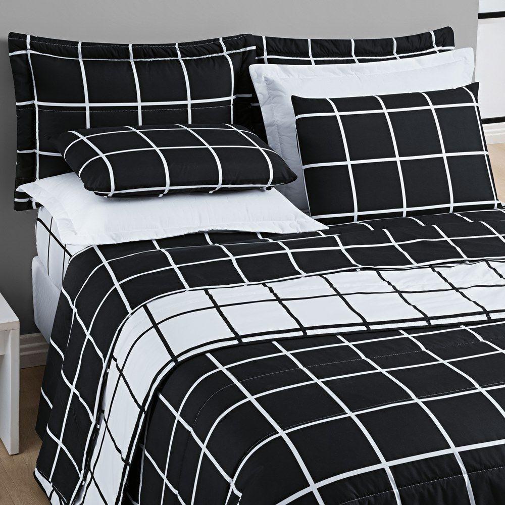 Cobre Leito 200 Fios Dupla Face Queen Austin 03 Peças - Preto - 2