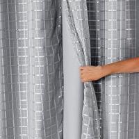 Cortina Blackout Pvc Com Tecido Voil Xadrez 2,80 M X 1,60 M - Cinza - 3