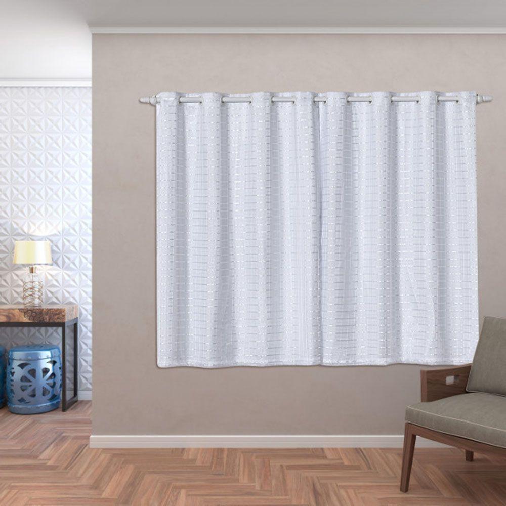 Cortina Blackout Pvc Com Tecido Voil Xadrez 2,80 M X 1,60 M - Branco - 1