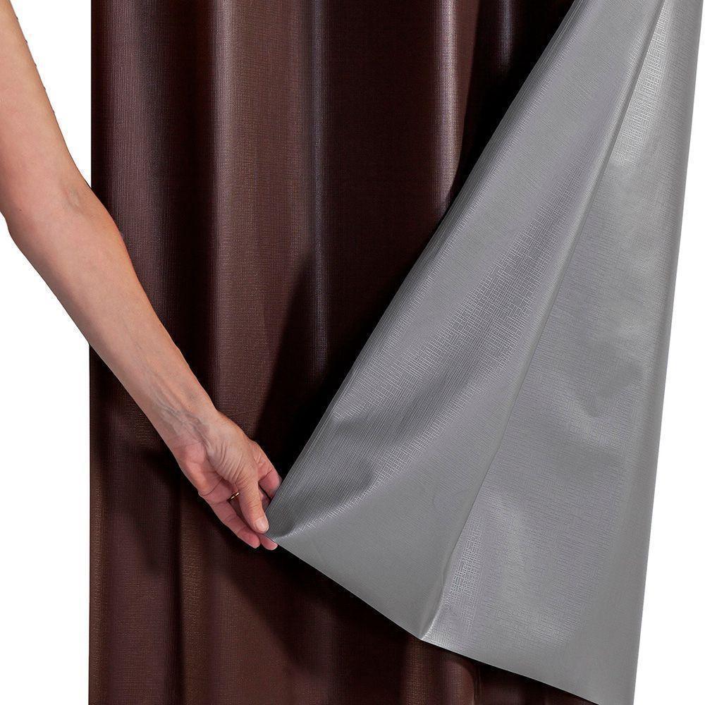 Cortina Blackout Pvc Com Tecido Voil Xadrez 2,00 M X 1,40 M - Marrom. - 2