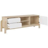 Rack Sala Tv 65 Nature C/ Gavetas Prateleiras E Porta Naturale/ Branco/ Palha - 2