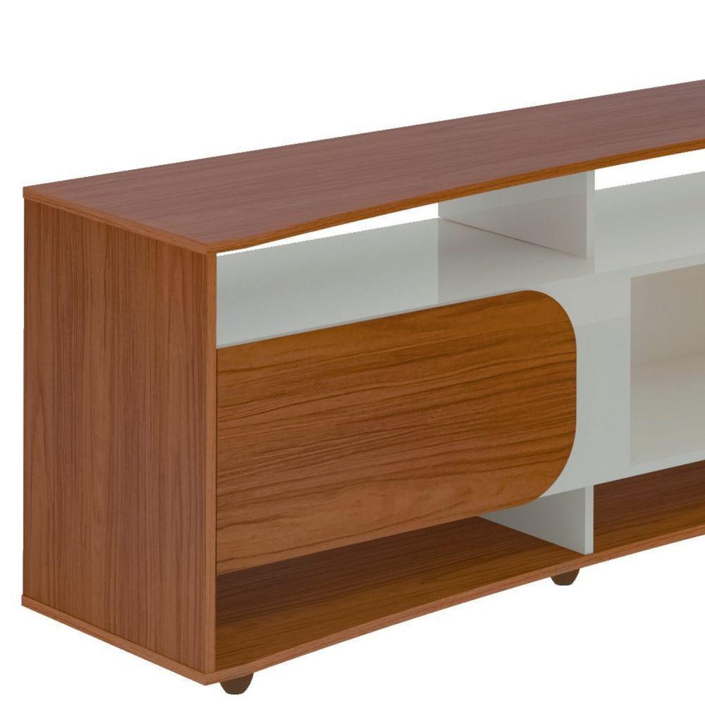 Rack Tv 85 Com 7 Nichos 2 Portas 2 Prateleiras Elegance Cedro / Off White - 4