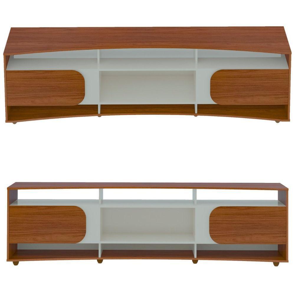 Rack Tv 85 Com 7 Nichos 2 Portas 2 Prateleiras Elegance Cedro / Off White - 5