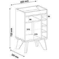 Bar Drink Aparador Com Espelho E Adega Com 6 Nichos Pinho - 6