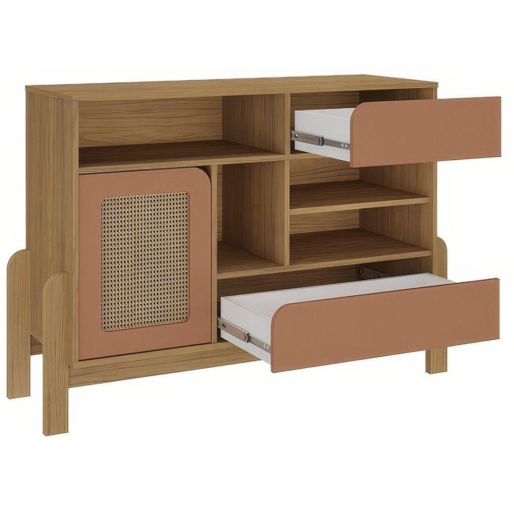 Buffet Aparador Nature Carvalho/ Terracota/ Palha - 2