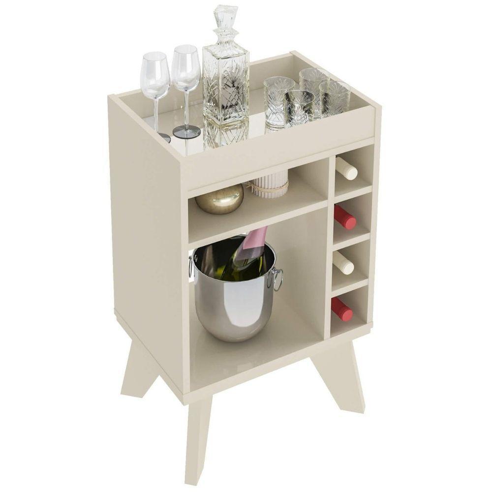 Bar Drink Aparador Com Espelho E Adega Com 6 Nichos Off White - 2