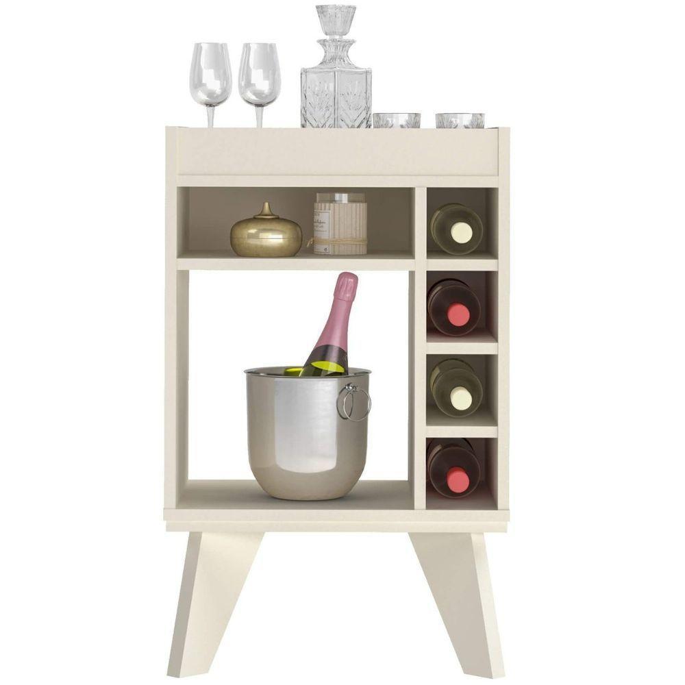 Bar Drink Aparador Com Espelho E Adega Com 6 Nichos Off White - 3