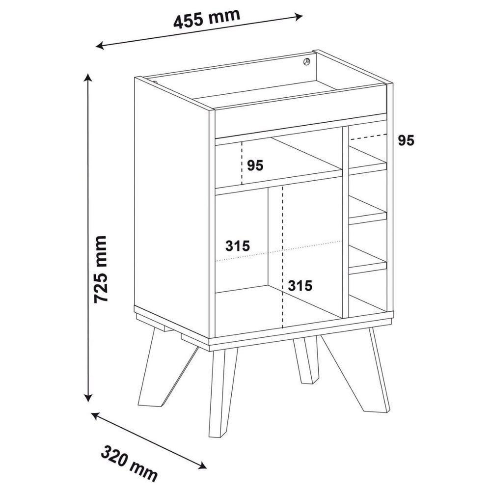 Bar Drink Aparador Com Espelho E Adega Com 6 Nichos Off White - 6