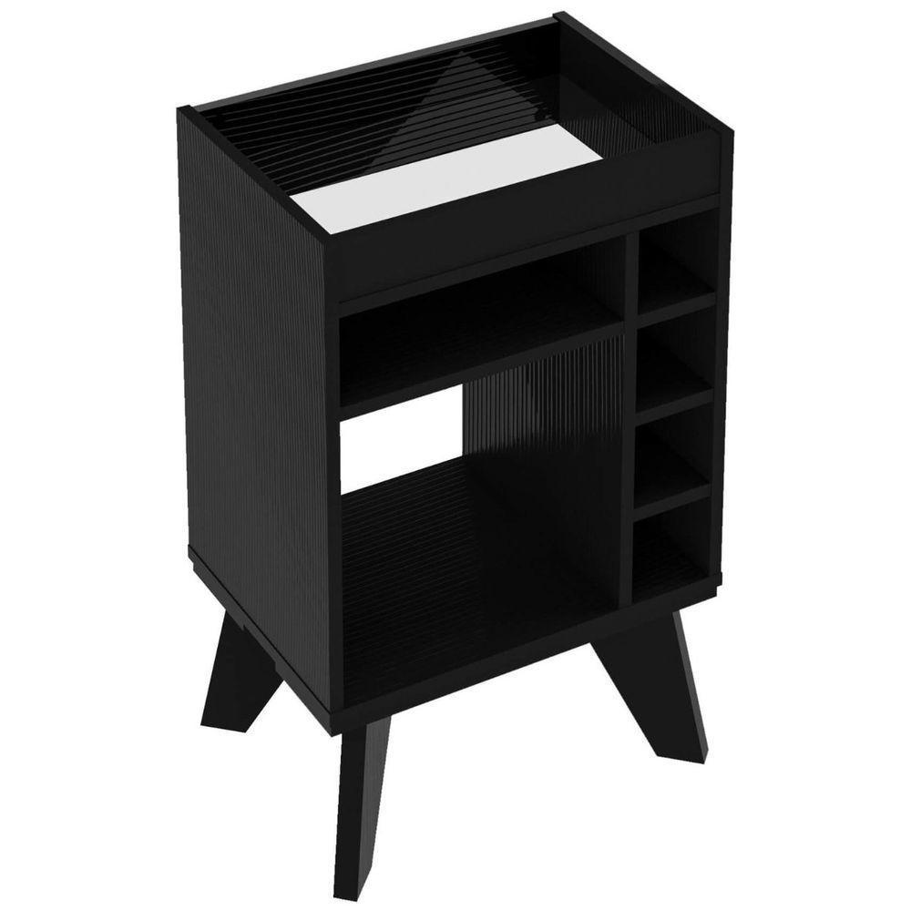 Bar Drink Aparador Com Espelho E Adega Com 6 Nichos Preto - 3