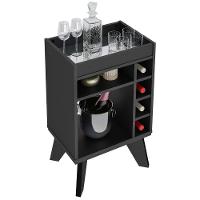 Bar Drink Aparador Com Espelho E Adega Com 6 Nichos Preto - 2