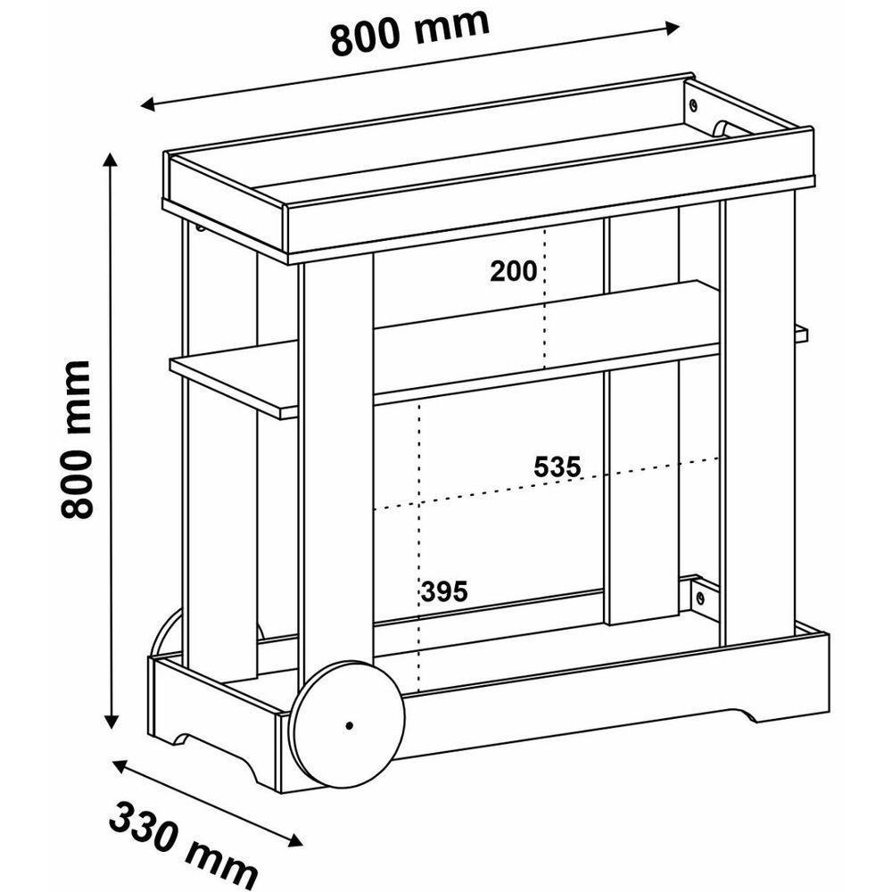 Carrinho Bar Aparador Com Rodas Rosé Off White - 6